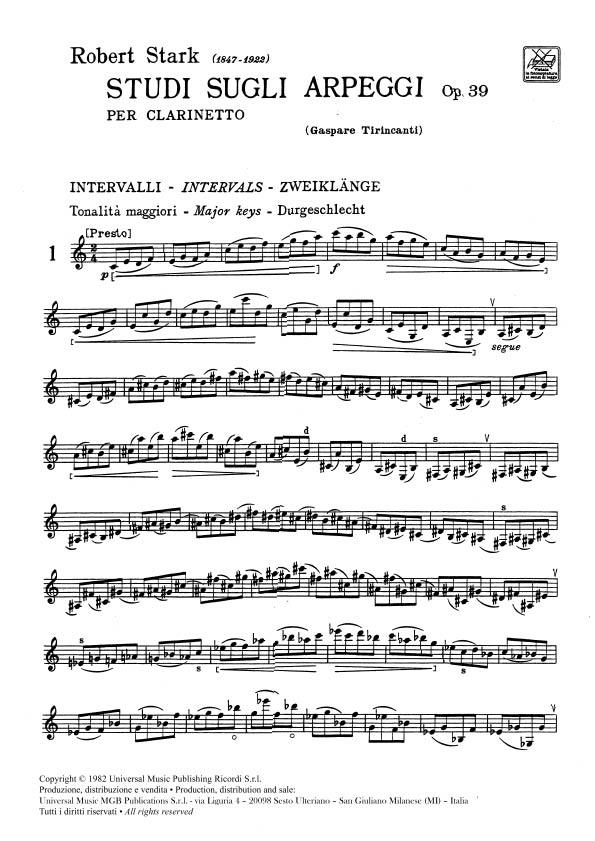Studi Sugli Arpeggi Op. 39 - Per Clarinetto - cvičení pro klarinet